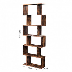 Biblioteca Vasagle, Model Reese, 70x24x190,5 cm, Maro Rustic - Img 7
