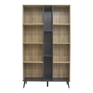 Bibliotecă Zezan, stejar sonoma/gri închis, 114x30x200.5 cm - Img 3