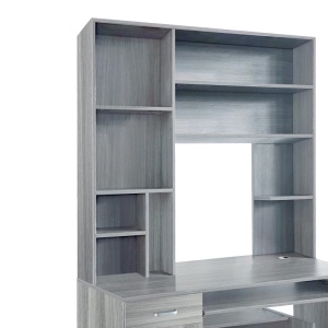 Birou cu biblioteca Model Novelty, Stejar/Gri, 120x55x182 cm - Img 2