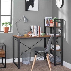 Birou cu Biblioteca Vasagle, model Rebecca, 120x60x119.3 cm, Maro Rustic/Negru - Img 8