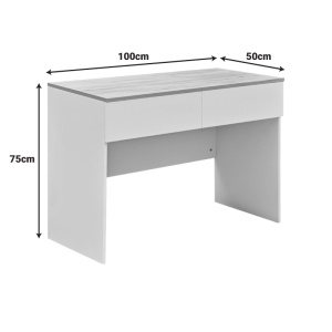 Birou cu sertare Model Beleton, Stejar/Alb, 100x50x75 cm - Img 3