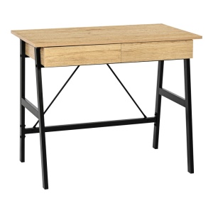 Birou cu sertare Model Lione, Stejar/Negru, 90x50x75 cm