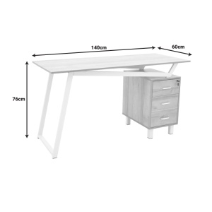 Birou cu sertare Model Prosper, Alb/Natur, 140x60x75 cm - Img 7