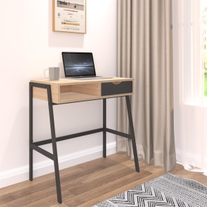 Birou cu sertare Model Rezio, Stejar/Negru, 75x45x76 cm - Img 2