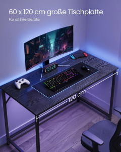 Birou Gaming Vasagle, model Miriam, 120x60X75 cm, Negru - Img 5