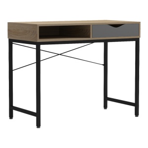 Birou Model Kama, Stejar sonoma/Gri/Negru, 95x48x76 cm - Img 1