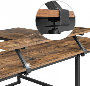 Birou pe Colt Vasagle, model Lennox, 140x92.2x130 cm, Maro Rustic/Negru - Img 6
