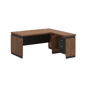 Birou profesional reversibil Model Oscar, Nuc/Antracit, 160x160x76 cm