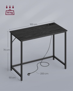 Birou Vasagle Negru 100x50x75.5 cm - Img 7