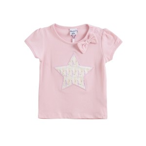 Bluza bebe roz cu maneca scurta Newness - Img 1