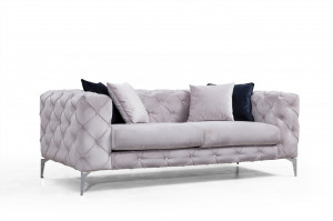 Canapea 2 locuri Adbul Gri deschis 202x60 cm - Img 2