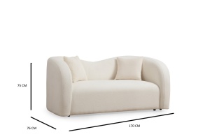 Canapea 2 locuri Asos Crem 170x76x75 cm - Img 6