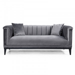 Canapea 2 locuri PWF-0541 catifea antracit 190x89x79cm - Img 1