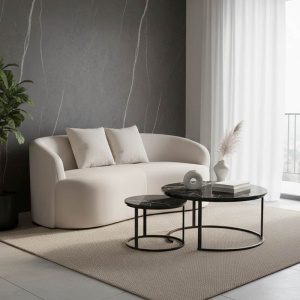 Canapea 2 Locuri Raini, crem, 178x82x68 cm