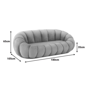 Canapea 3 Locuri Embrace, roz, 180x105x65 cm - Img 6