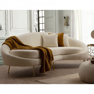 Canapea 3 locuri PWF-0589 material textil crem 255x120x85cm - Img 2