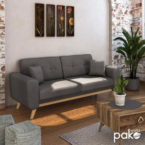 Canapea extensibila cu 3 locuri, gri Carmelo 214x80x86cm - Img 2