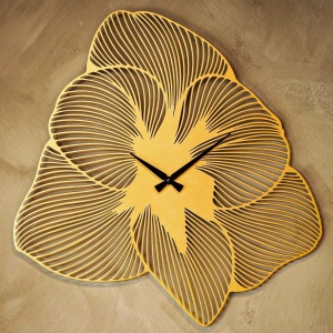 Ceas de perete decorativ din metal Azalea Auriu 70x70 cm - Img 4