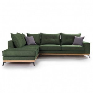 Coltar Dreapta Luxury II Verde Inchis Antracit - Negru 290x235x90 cm - Img 3