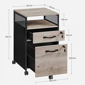 Comoda birou, Vasagle, Negru-Ivoar, 44x42x69 cm - Img 5