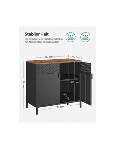 Comoda cu 2 usi, Songmics, 80 x 40 x 76 cm, LSC102B01, Gri - Img 5