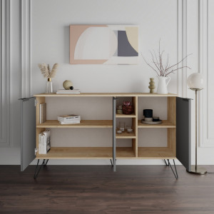 Comoda Model Clara Console, Stejar/Antracit, 142x35.6x83 cm - Img 2