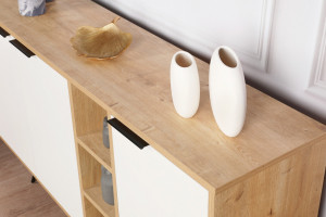 Comoda Model Clara, Stejar/Alb, 142x35.6x83 cm - Img 8