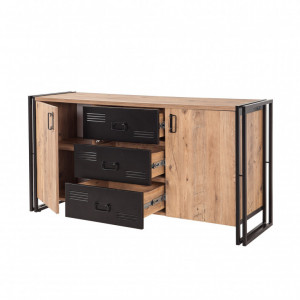 Comoda Model Cosmo, Pin/Negru, 160x45x80 cm - Img 5