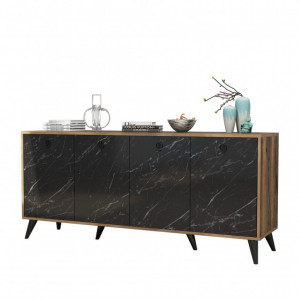Comoda Model Elite, Nuc/Negru marmorat, 180x45x80 cm - Img 4