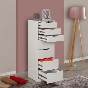 Comoda Model Flow, Alb lucios, 44x40x130 cm - Img 2