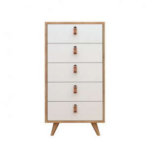 Comoda Model Frenzu, Stejar/Alb, 50x40x103 cm - Img 3