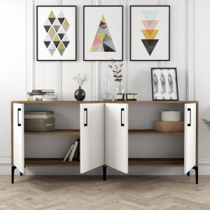 Comoda Model Kiev, Nuc/Alb, 180x35x78 cm - Img 2