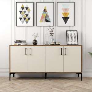 Comoda Model Kiev, Nuc/Crem, 160x35x78 cm - Img 1