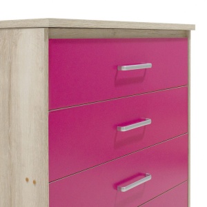 Comoda Model Looney, Stejar/Roz, 80x40x95 cm - Img 5