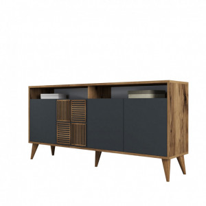 Comoda Model Milan, Nuc/Antracit, 160x35x78 cm - Img 6