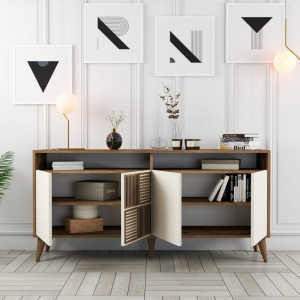 Comoda Model Milan, Nuc/Crem, 160x35x78 cm - Img 4