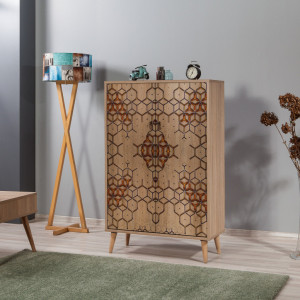Comoda Model Multibox V1, Stejar sonoma, 80x36x127 cm - Img 1