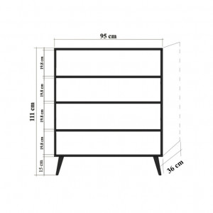 Comoda Model Multilux-732, Stejar sonoma, 95x36x111 cm - Img 8