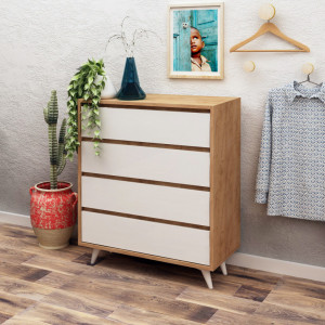 Comoda Model Suvera, Stejar/Alb, 70x40x86 cm - Img 2