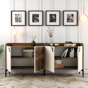 Comoda Model Venedik, Nuc/Crem, 180x35x78 cm - Img 3
