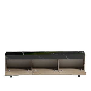 Comodă TV Kasandra, negru/stejar sonoma, 180x35x48.5 cm - Img 2