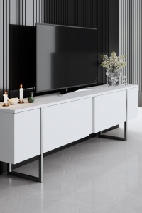 Comoda TV Model Luxe, Alb/Argintiu - Img 3
