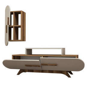 Comoda TV Rose S - Walnut, Crem - Img 4