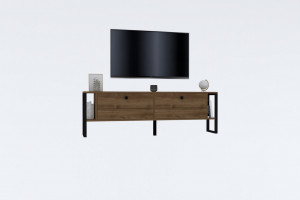 Comoda TV Salvador, Model Ahu, 160x50.4x24.5 cm, Nuc - Img 2