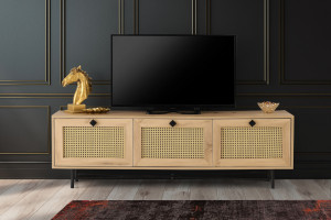 Comoda TV Salvador, Model Alcazar, 180x60x40 cm, Stejar/Negru - Img 1