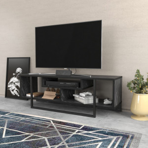 Comoda TV Salvador, Model Asal, 120x40.2x35.2 cm, Negru - Img 3