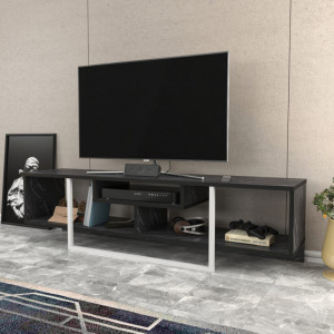 Comoda TV Salvador, Model Asal, 150x40x35.2 cm, Negru/Alb - Img 3