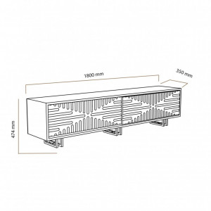 Comoda TV Salvador, Model Askal, 180x47.4x35 cm, Stejar/Alb - Img 5