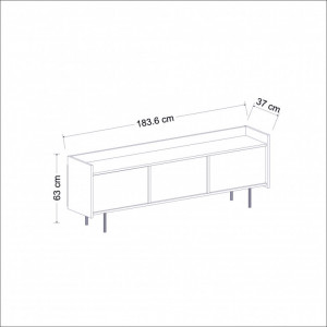 Comoda TV Salvador, Model Atlas, 183.6x63x37 cm, Alb - Img 2