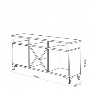 Comoda TV Salvador, Model Ay, 120x53.6x29.5 cm, Alb/Stejar Cordoba - Img 6